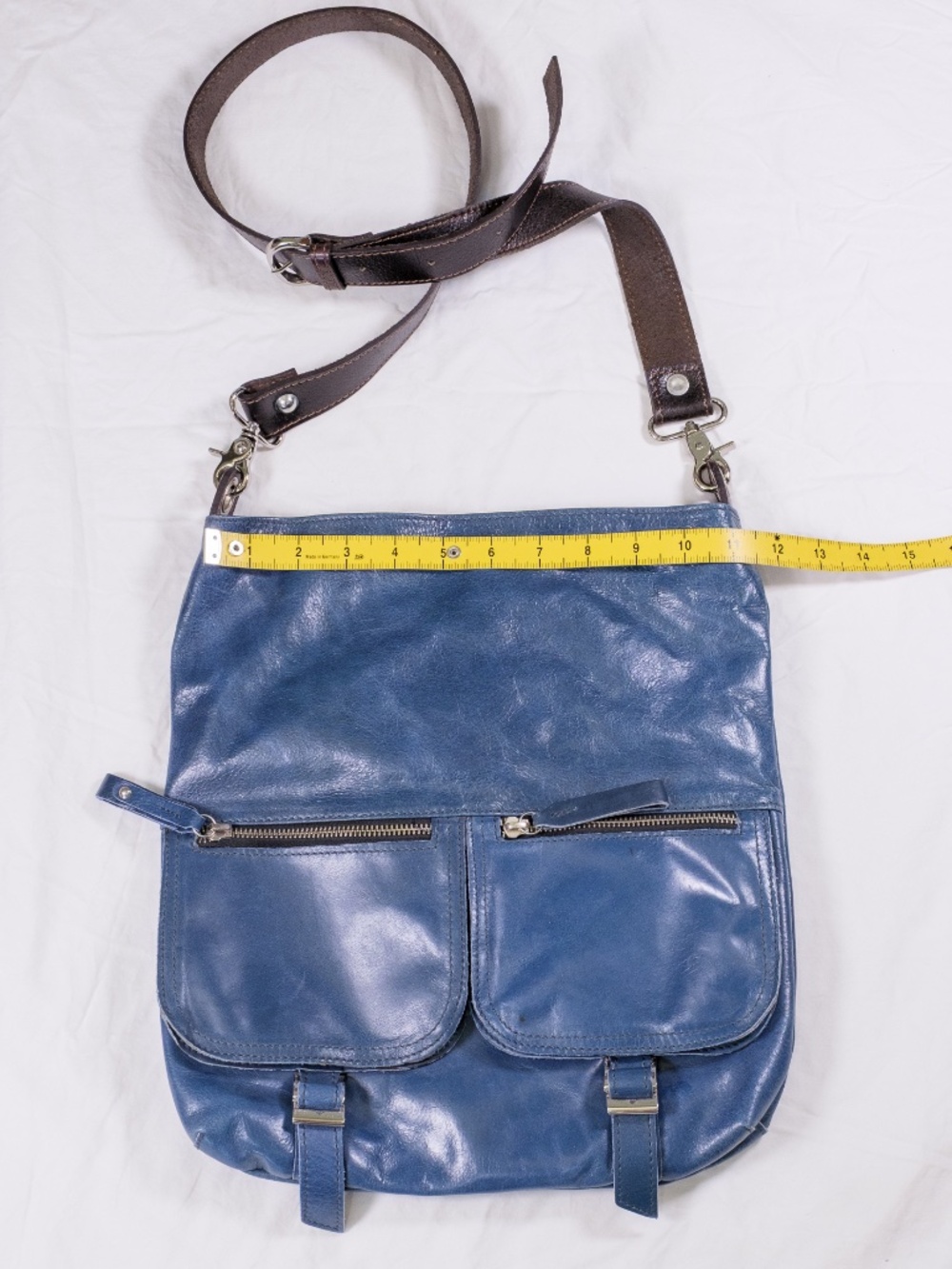 Tano Blue Teal Leather Crossbody Bag - Picture 3 of 12